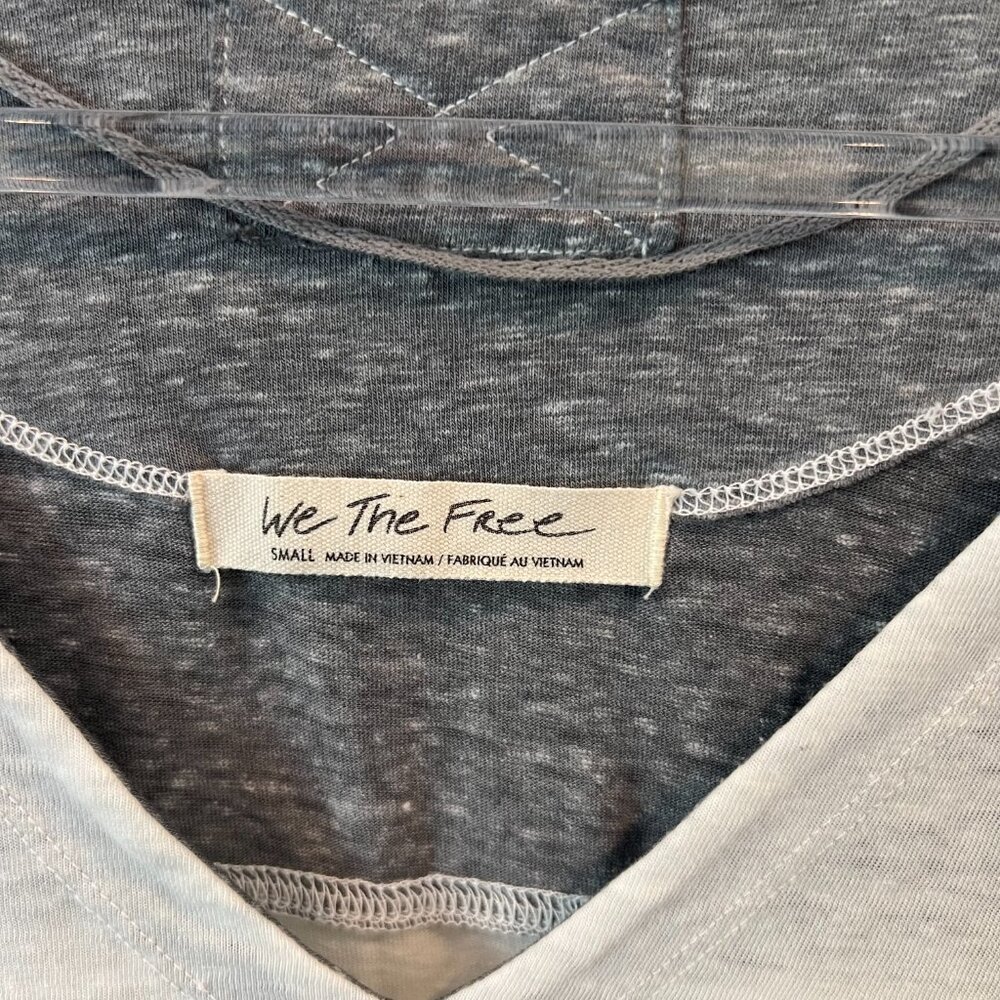 Free People WE THE FREE 3/4 Sleeve Major Leagues White Grey colorblock Jersey - Picture 6 of 7